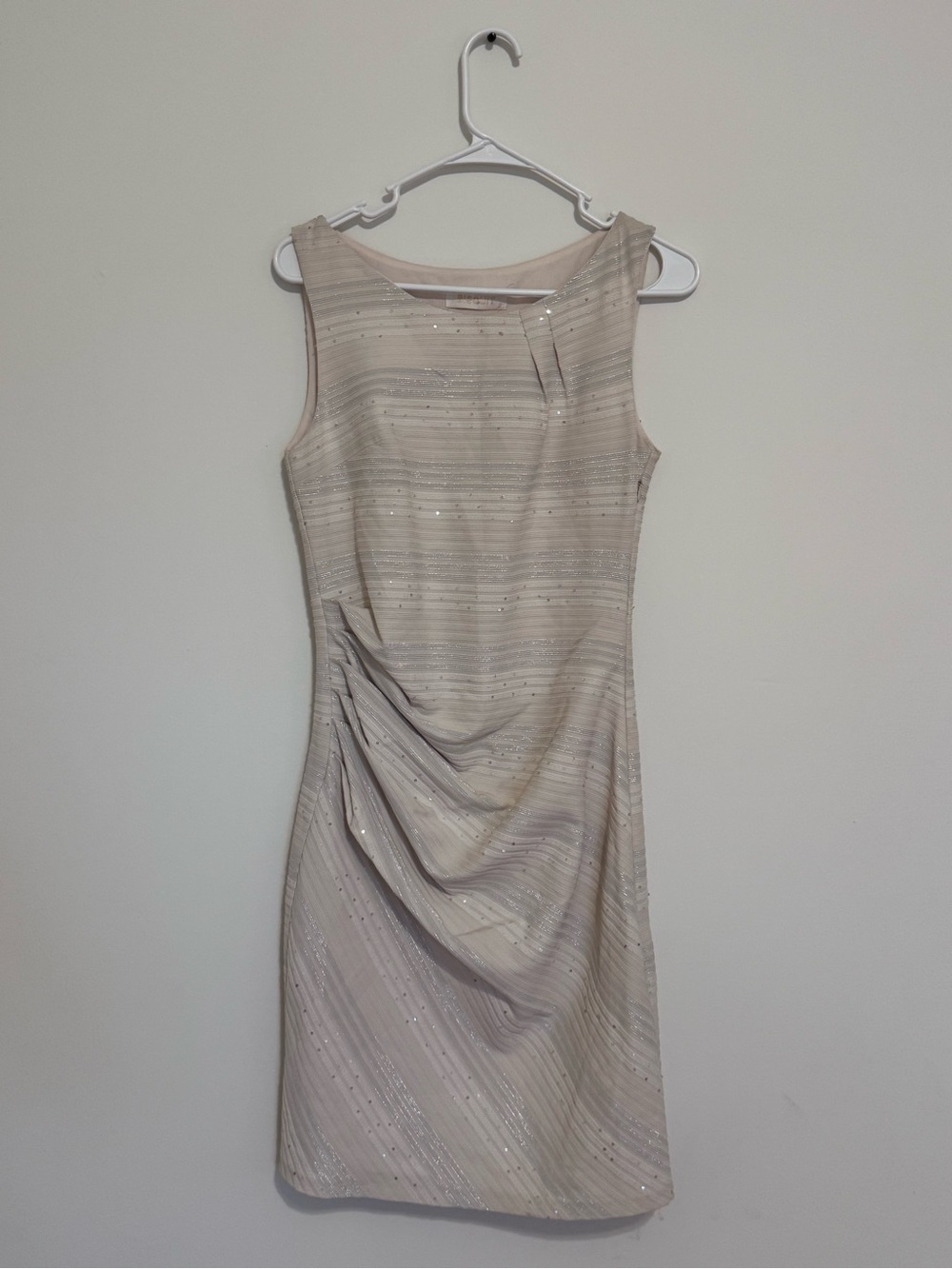 Sleeveless Cream Ruched Cocktail Dress